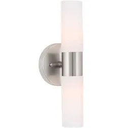 NIOB Kira Home Duo 14&#034; Modern Wall Sconce with Frosted Glass Shades Nickle