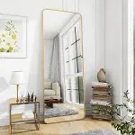 BEAUTYPEAK Gold Full Length Mirror, 60x20" Rounded Corner Floor Mirror Standing Hanging or Leaning Against Wall Dressing Room Mirror Full Length