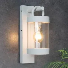 Dusk To Dawn Outdoor Wall Light13in White Exterior Porch Light Fixture For House