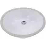 Nantucket Sinks 17 Inch x 14 Inch Glazed Bottom Undermount Oval Ceramic Sink - White