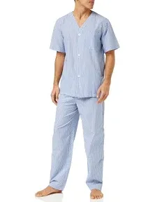 Fruit of the Loom Men&#039;s Broadcloth Short Sleeve Top and Long Pants Pajama Set