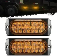 Partsam 2Pcs 4.4" Amber 24 LED Turn Signal Side Marker Lights, IP67 Waterproof Amber Lens Aluminum Housing Surface Mount Marker Lights for Trailer Truck Tractor RV