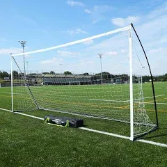 QUICKPLAY Kickster Elite Portable Soccer Goal | Integrated Weighted Base for Training on Turf, Hard Floors or Grass | Sizes 5x3', 6x4', 12x6', 16x7', & 3x2M [Single Goal]