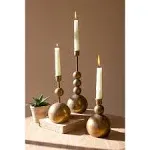 Brass Taper Candle Holders - Set of 3 Antique Brass Finish Candlestick Holder...