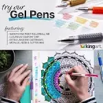 KINGART 400-80 Glitter Rollerball Gel Pens, 80 Sparkling Colors with Soft-Grip Comfort, XL Ink Cartridge - More Ink, Great for All Ages, Writing,