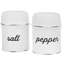 Salt &amp; Pepper Shaker Set Rustic White Glazed Ceramic Retro Vintage Style