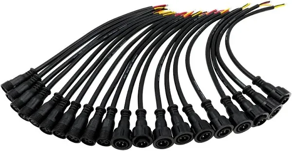 Alling 10 Pairs 3 Core 3Pin Black Pigtail Waterproof Ray Wu Connector for LED Smart Pixel