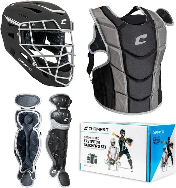 Champro Optimus Pro Fastpitch Catcher&#039;s Kit Ages 9-12 Black