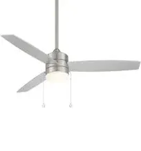 WAC Lighting Atlantis Ceiling Fan with Light, Brushed Nickel, F-072L-BN