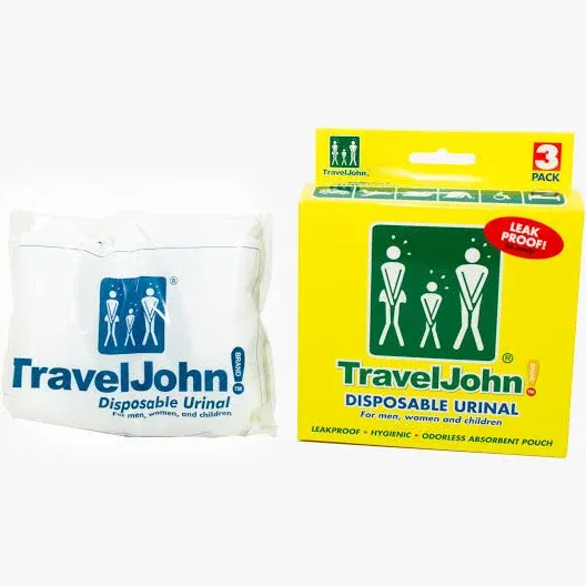 Travel John Disposable Urinals Men Women &amp; Children 3 Pack TJ1A3A