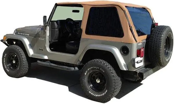 RAMPAGE PRODUCTS Complete Soft Top for Jeep Wrangler TJ | Tinted Windows, Includes Frame & Hardware, Vinyl, Spice Denim | 68817 | Fits 1997-2006 Jeep Wrangler TJ with Full Steel Doors