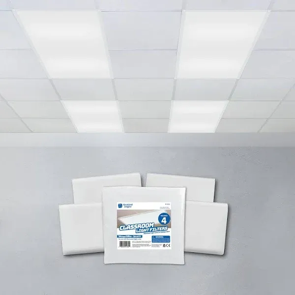 Educational Insights The Original Fluorescent Light Filters: Whisper White 4-Pack, Fluorescent Light Covers, Easy Install for Classrooms, Office, Hospitals & Home, Teacher Classroom Must Haves