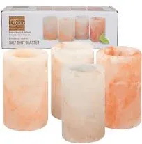 4 Tequila Shot Glasses Set Himalayan Salt Party Natural Hand Carved Bar Pink