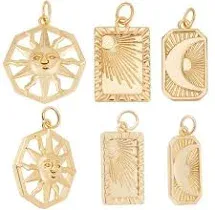 NBEADS 9pcs 3 Style Rack Plating Brass Pendants