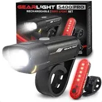 GearLight S400 Bike Light Set - Rechargeable Night Riding Accessories