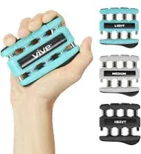 Finger Strengthener by Vive (3 Pack) Hand Grip Equipment for Guitar, Musicians, Rock Climbing & Therapy - Gripper with Exercise Guide for Strengthening Muscles