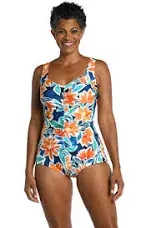 Maxine Of Hollywood Women&#039;s Spa Shirred Girl Leg One Piece Swimsuit, 12