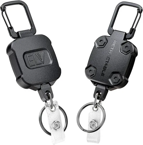 2 Pack Self Retractable ID Badge Holder Key Reel, Heavy Duty, 32 Inches Cord,...