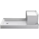 KOHLER K-1977-0 Tresham 60" X 32" Single Threshold Left-Hand Drain Shower Base with Integral Right-Hand Seat - White