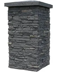 NextStone Slatestone Rocky Mountain Graphite 30 in. x 16 in. Faux Polyurethane Stone Column Wrap (4-Piece) 30 4PC-SLS-CW-RMG