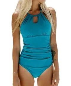 Cupshe Women's Tummy Control Cutout High Neck One Piece Swimsuit