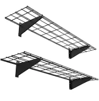 2 Pack Garage Metal Shelving 1×4Ft 12-Inch-By-48-<wbr/>Inch Wall Mounted Shelf Garage 