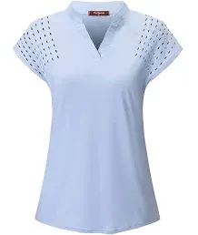 Womens V Neck Golf Polo Shirts Short Sleeve Sport Shirt Workout Tops