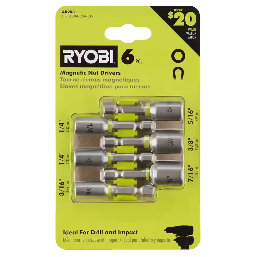 Ryobi Impact Rated Magnetic Nut Driver Set 6-Piece