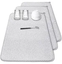 3 Pcs XXL Dish Drying Mats,Absorbent Microfiber Drainer Mat,Large Size 24×17" Pads for Kitchen,Countertops,Under Sink,Draining Racks,Coffee(Beige)