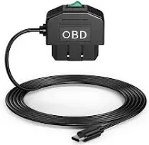 Dash Cam OBD Hardwire Set Dash Camera USB Type C Hardwire Set with OBD Power Cable for Dashcam 12-24V to 5V/3A, Black, 500446516