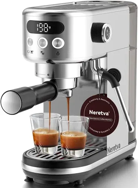 Neretva 20 Bar Espresso Machine, Super Compact Espresso Maker with LED Display &amp;