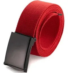 Mile High Life Cut To Fit Canvas Web Belt Size Up to 52" with Flip-Top Solid Black Military Buckle