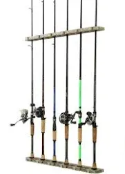 Ahomiwow Ceiling Fishing Rod Holder Pole Vertically Horizontally Rack Overhead Storage Hooks Hanger Keeper Metal Organizer Display Wall Mounted Stores Holds up to 16 Rods Racks for Garage Basement