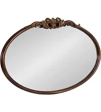 Kate and Laurel Arendahl Glam Ornate Oval Mirror, 27" x 18.75", Black, Traditional Baroque Inspired Wall Decor