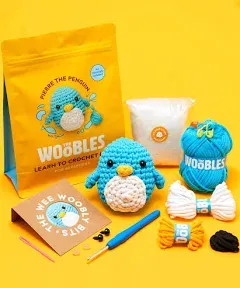 The Woobles Beginners Crochet Kit with Easy Peasy Yarn as seen Small, Penguin