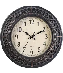 Tebery 12-Inch Silent Retro Quartz Clock Decorative Wall Clock for Home/Office/School