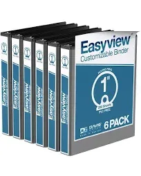 EasyView Premium 1-Inch Binders with Clear-View Covers, 3-Ring Binders for Schoo