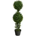 Nearly Natural 34in. Boxwood Double Ball Topiary Artificial Tree (Indoor/Outdoor)