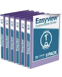 EasyView Premium 1-Inch Binders with Clear-View Covers 3-Ring Binders for Sch...