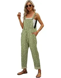 Gihuo Women's Fashion Baggy Cotton Linen Overalls Casual Jumpsuit