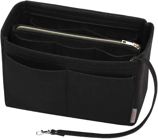 Purse Organzier, Bag Organizer with Metal Zipper (Medium, Black)