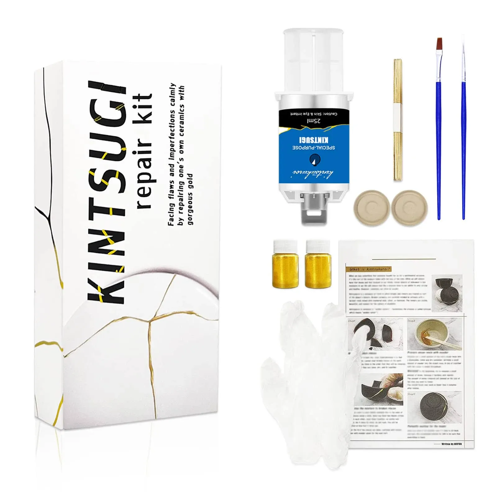 Kintsugi Repair Kit Gold Japanese Kintsugi Kit to Improve Your Ceramic New