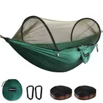 Chihee Ultra-Light Travel Camping Hammock Pop-up Net Hammock 660lbs Load Capacity,Breathable,Quick-Drying Parachute Nylon 2 Premium Carabiners,2 Tree Slings Included for Outdoor Backpacking Hiking