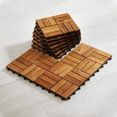 Solid Wood Interlocking Flooring Tiles