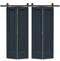 CALHOME Bi-Fold Barn Door 48&#034;x80&#034; Hollow Core Composite LightGray w/Hardware Kit