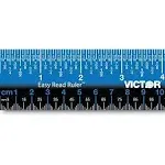 Victor EZ12PBL Plastic Dual Color 12 Inch Easy Read Ruler with Inches,