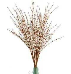 Htmeing 10 pcs Jasmine Artificial Flowers Faux Branches for Home Patio or Yard Decoration (White)