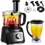 Costway - 8 Cup Food Processor 500W Variable Speed Blender Chopper w/ 3 Blades - Black