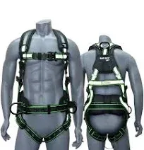 AFP Fall Protection Safety Harness - Premium Black w/ Hi-Viz - Lime Stitches