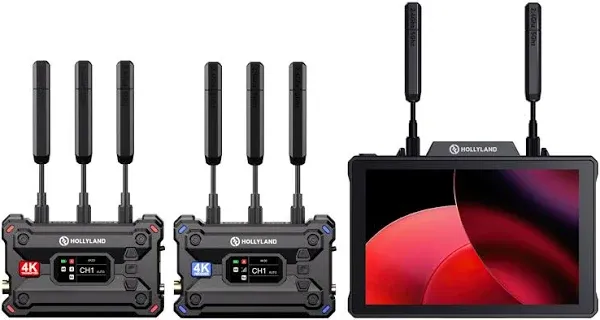 Hollyland 4K Video Transmit Family - Pyro S (TX&RX) Wireless Transmitter Receiver and Pyro 7 Inch Wireless Transmitter/Receiver/Monitor (1 Set)